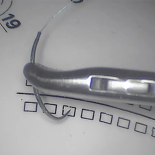 Backhand stitch, tip curved away